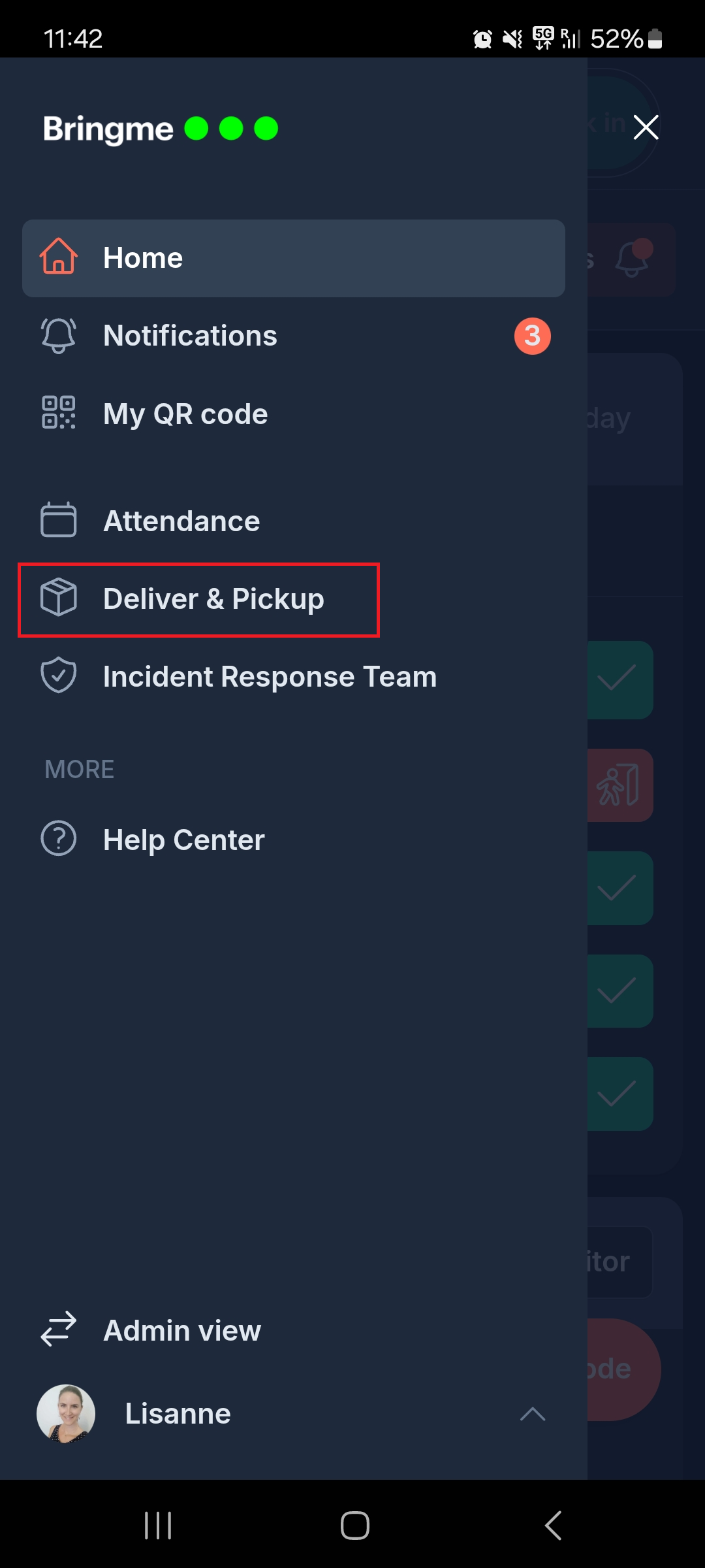 Deliver and Pickup in the Bringme App