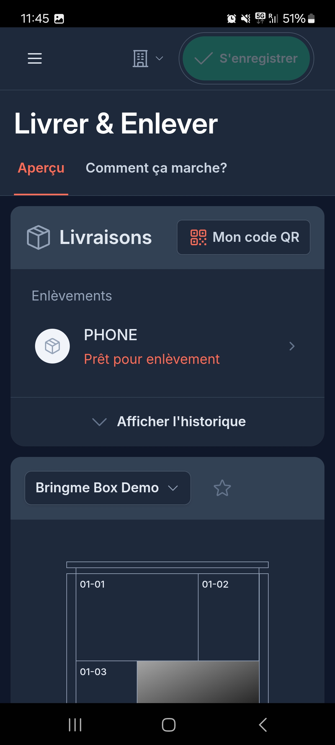Aperçu des livraisons dans la Bringme App