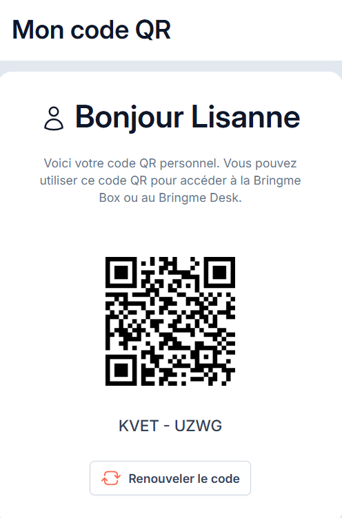 Renouveler le code, juste en dessous de votre code QR
