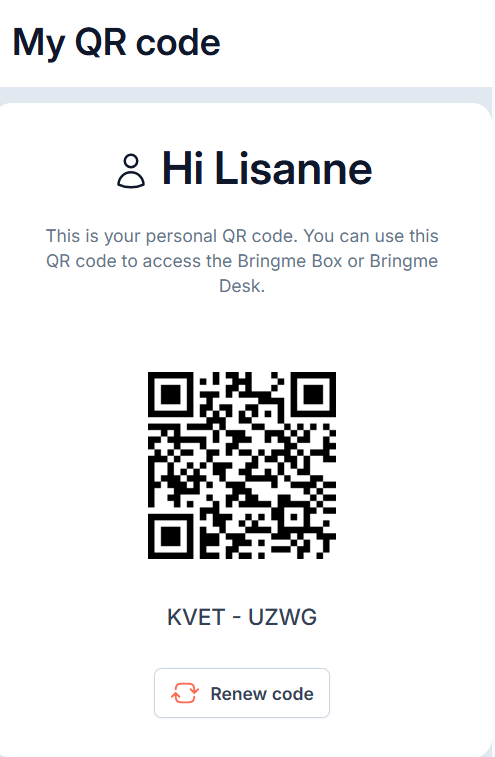 QR code with the code of 8 characters underneath it