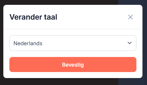 De pop-up Verander taal