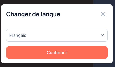 La fenêtre Changer de langue